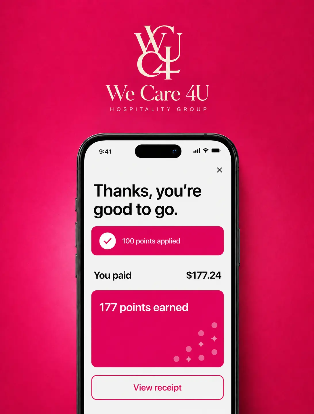 Payment confirmation screen showing loyalty points earned