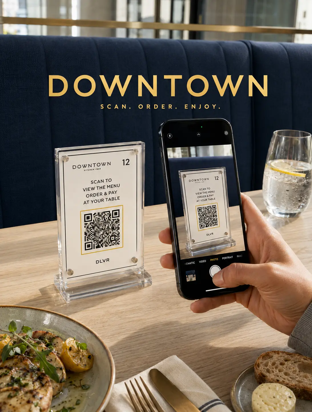Guest scanning a table QR code to order at the table